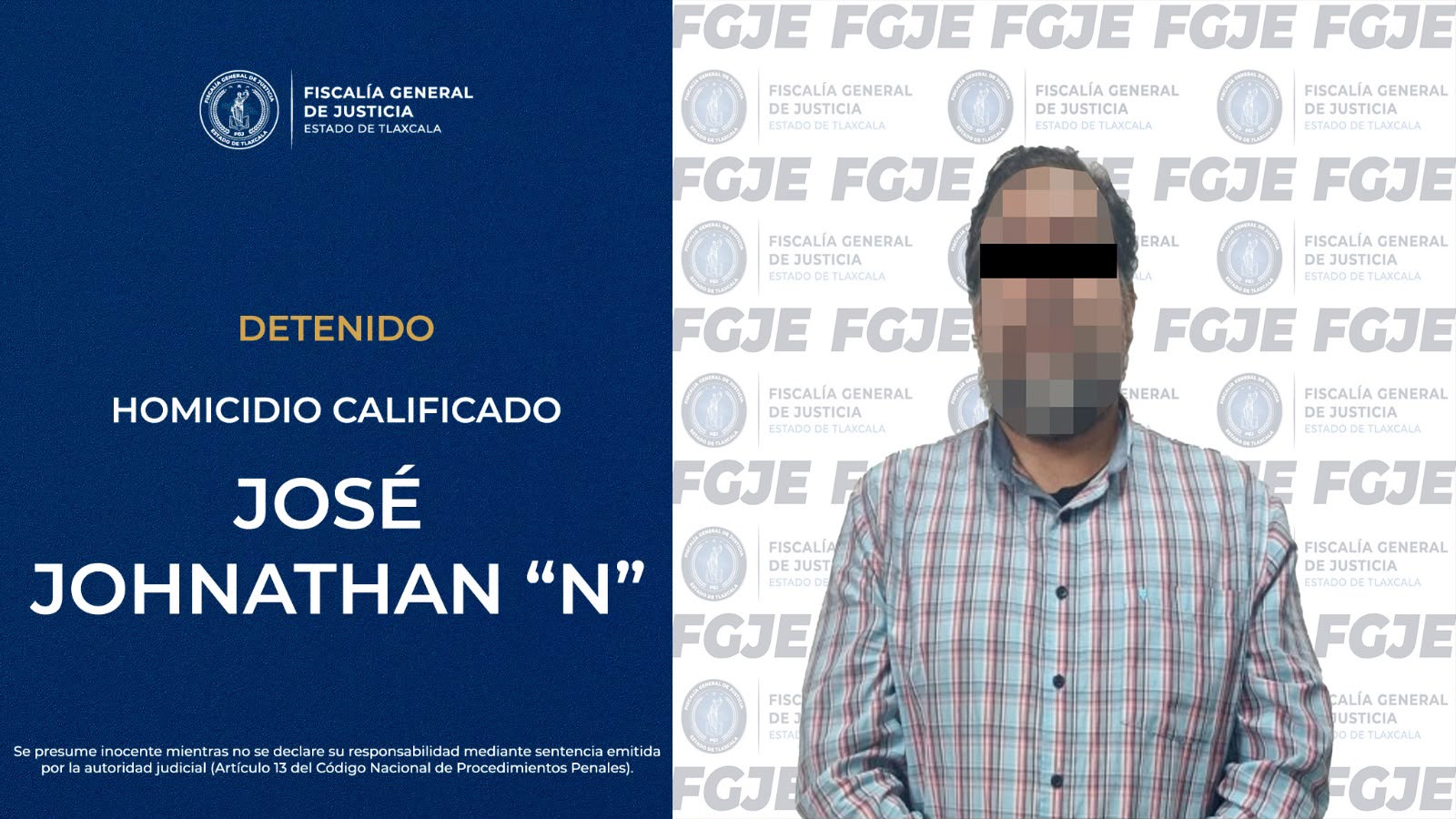 Detiene FGJE en Ciudad de México a presunto responsable de homicidio en Chiautempan
